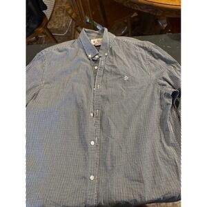 Original Penguin Mens XL Navy Gingham Button Down Long Sleeve Shirt Munsingwear